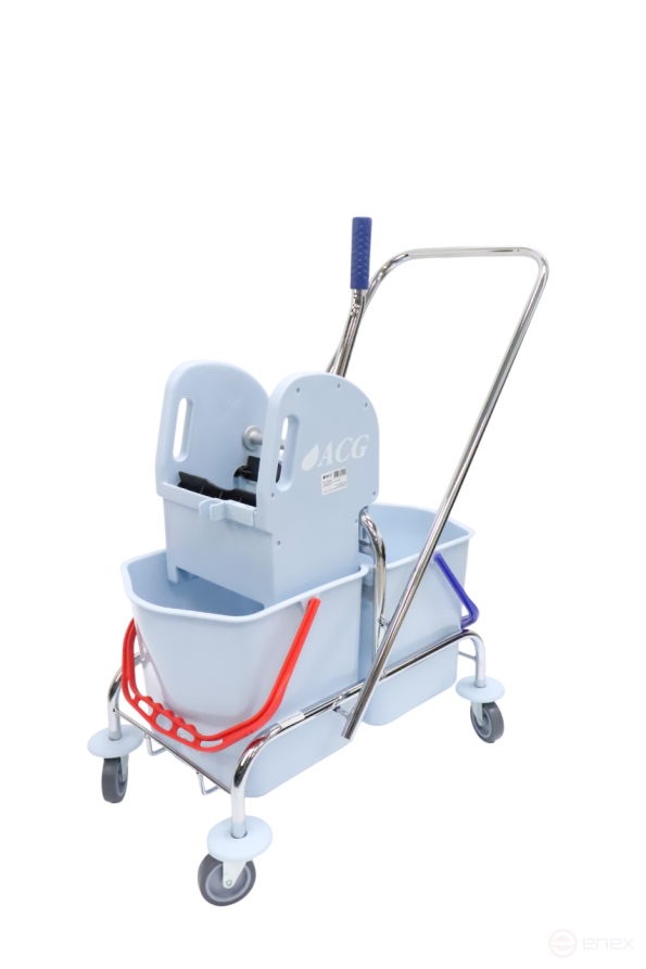 ACG Тележка ACG 2х25 л с отжимом ведра СЕРЫЕ база хром