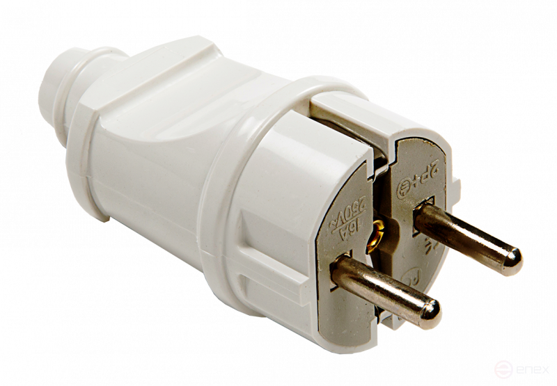 Вилка прямая с заземлением 16А белая 4140 IN HOME