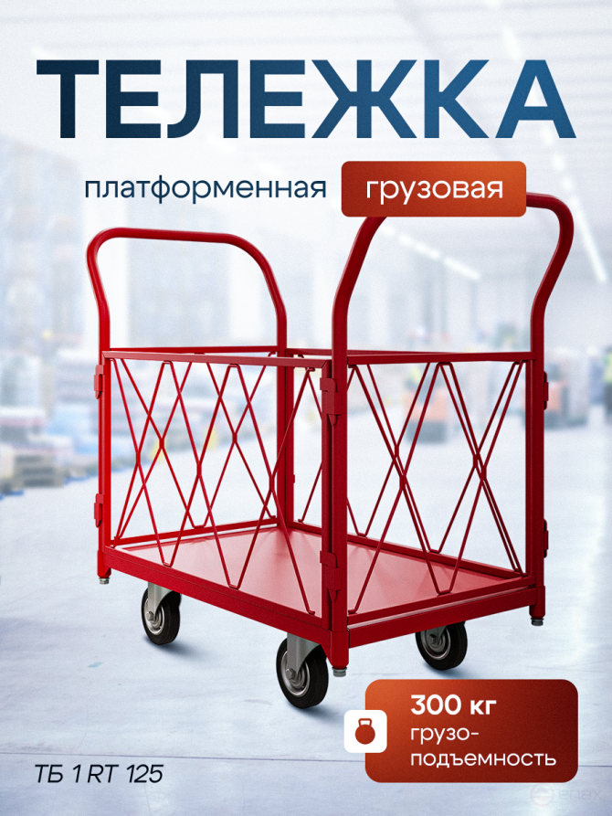 Тележка платформенная с бортами ТБ 1 RT (500х800) колёса d 125