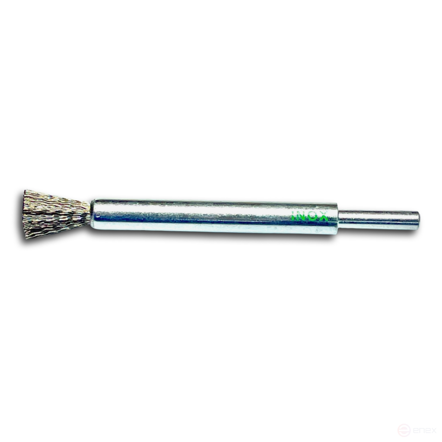 Brush, corrugated brush, D12 mm, shank 6 mm, length 120 mm, stainless corrugated wire ROF 0.20 mm, length of the working part 20 mm