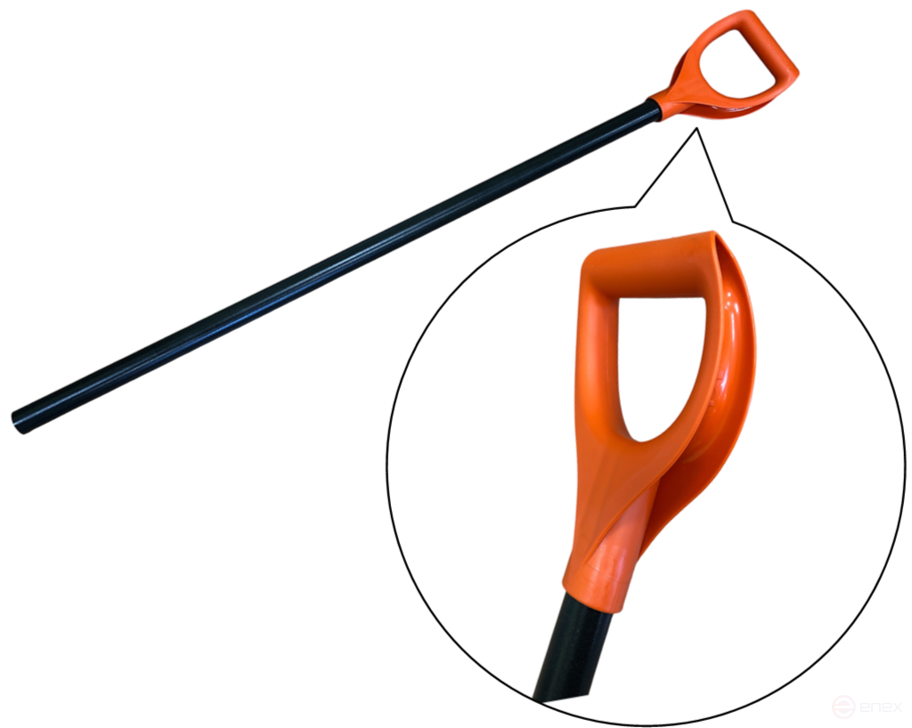 Handle-BLACK aluminum tube (length 1000 mm) d=32 mm with Orange V-shaped handle, for snow shovels