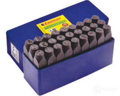 A set of 6 mm letter stamps