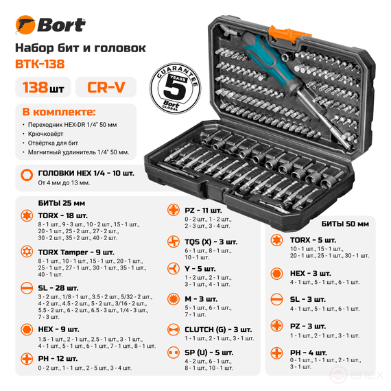 BORT BTK-138 Hand Tool Kit