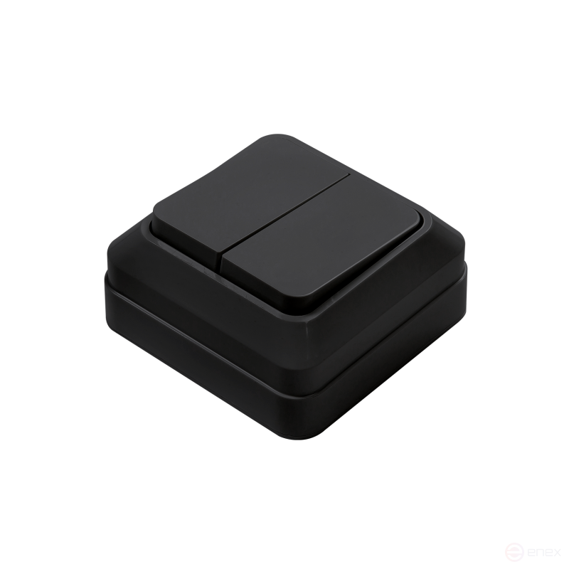 Выключатель двухклавишный BOLLETO черный накладной 7023B IN HOME