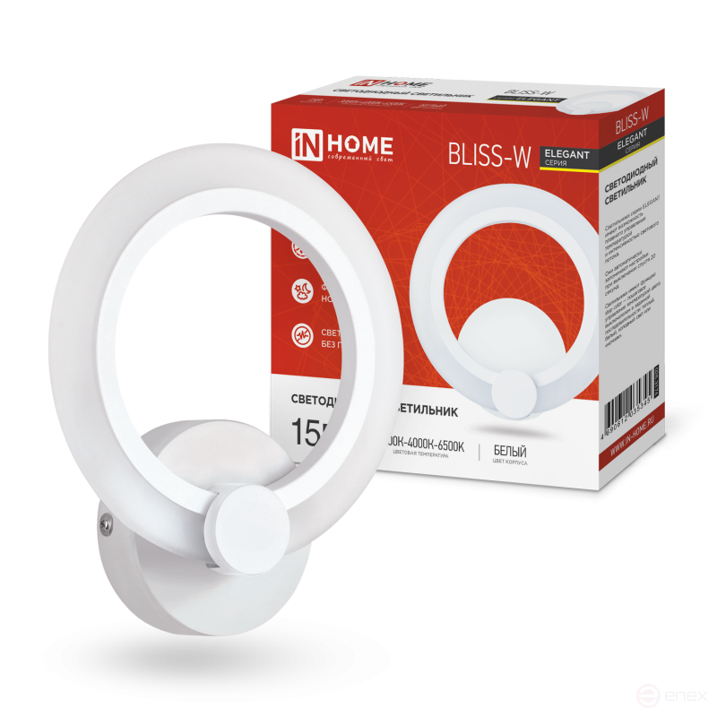 Светильник светодиодный ELEGANT BLISS-W 15Вт 230В 3000-6500K 1200Лм STEP COLOR белый IN HOME