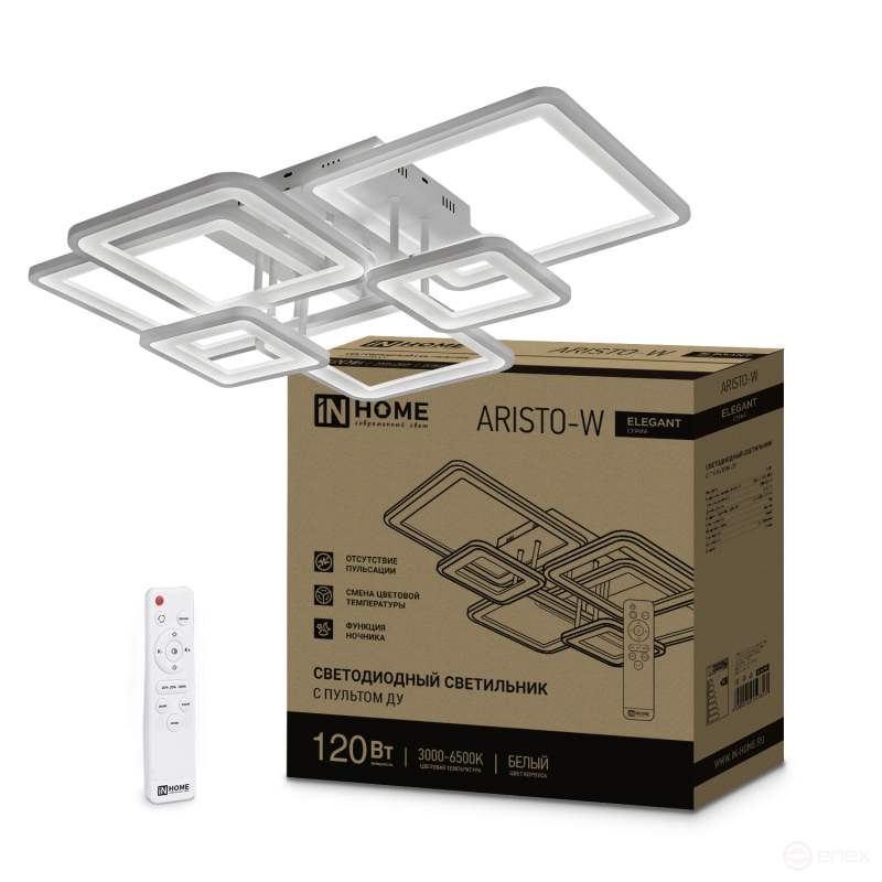 ELEGANT ARISTO-W 120W 230V 3000-6500K LED Lamp 685x585x150mm remote control white IN HOME