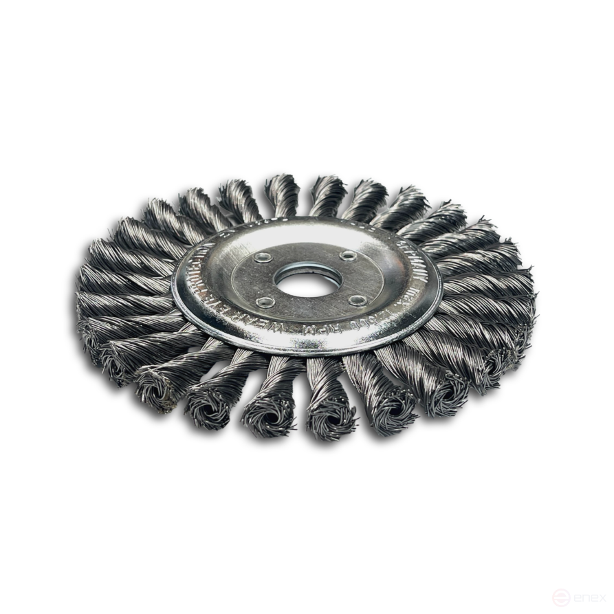 Щетка дисковая жгутовая, Д150 мм, ширина 14 мм, 26 жгутов, стальная прямая проволока STH 0,50 мм, посадочное отверстие 22,2 мм