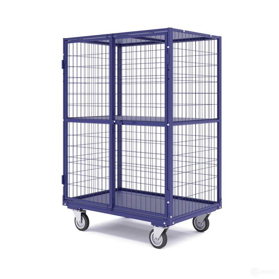 Mesh cabinet, bottom - sheet metal, with two doors WCM 2 (600x900x1200mm) wheels d160mm