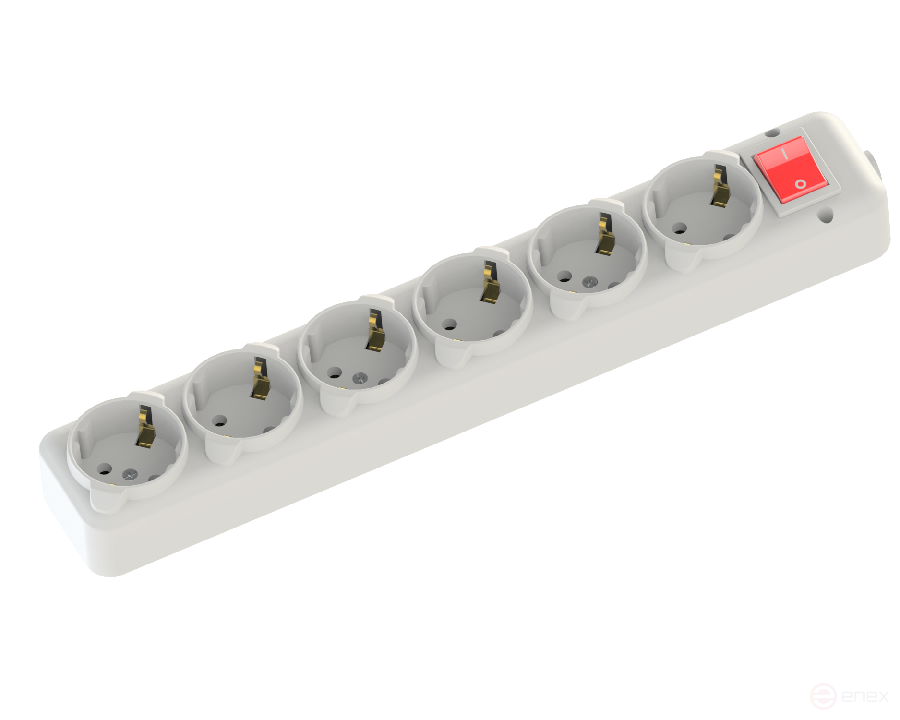 Plug NE-AD 6 sockets with switch, grounded