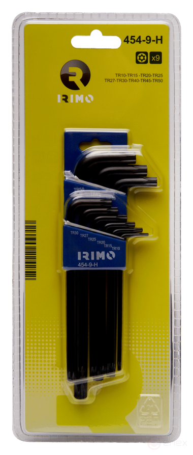 Набор Г-образных ключей с закаленным наконечником Torx, с чернёной поверхностью, складной, 9 шт. TR10-TR50