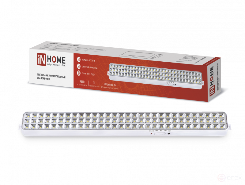 Светильник светодиодный аварийный СБА 1098-90DC 90 LED 2.2Ah lithium battery DC IN HOME