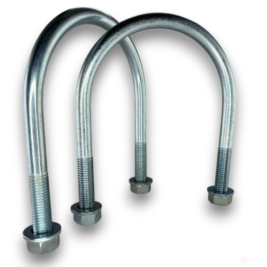 Керн Комплект хомут U образный гост 24137-80 м12х115 + 2 гайки + 2шайбы. Оцинкованный. 5 комплектов RKU00121152005