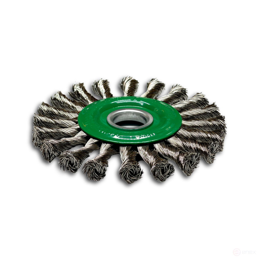 Щетка дисковая жгутовая, Д178 мм, ширина 14 мм, 32 жгута, нержавеющая проволока ROH 0,50 мм, посадочное отверстие 22,2 мм
