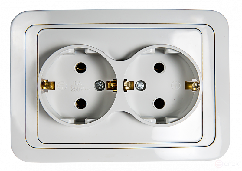 Розетка двойная с заземлением CLASSICO белая 2128 IN HOME