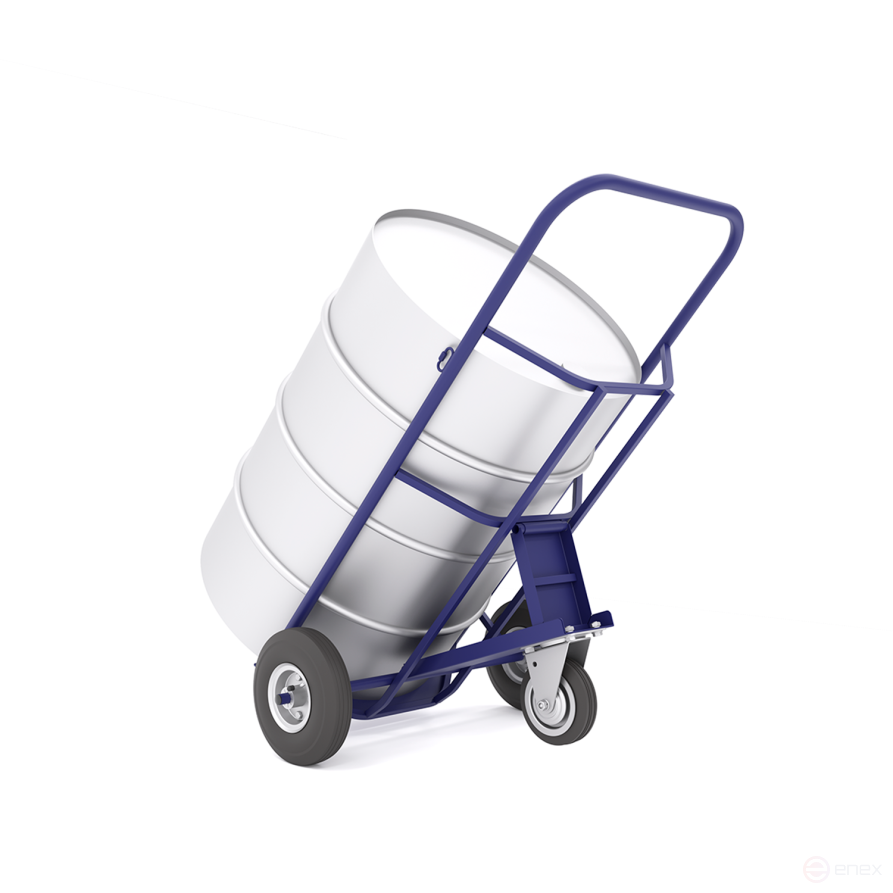 Trolley for transporting metal barrels with belt attachment KB 2 wheels cast rubber d250 + d160 support