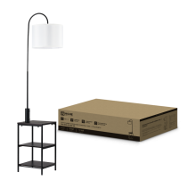 Светильник напольный под лампу этажерка ТНО 08КВ-Е27USB-WB USB-C белый абажур, черный корпус IN HOME