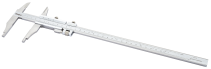 Штангенциркуль с цельной рамкой скруглёнными, стандартными губками и микроподачей 0-500 мм/0-20"; 0,02 мм/0,001"; длина губок 100 мм