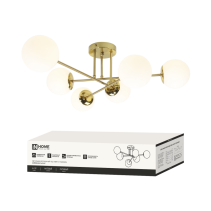 AURORA EASY lamp chandelier-6G9-LT 6xG9 frosted lampshades, brass body IN HOME