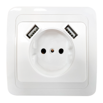 Розетка одинарная CLASSICO с двумя USB белая 2147 IN HOME
