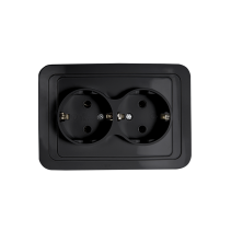 Розетка двойная с заземлением CLASSICO черная 2128B IN HOME