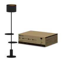 Светильник напольный под лампу ТНО 09-2ПЕ27-BB USB-C две полки, черный абажур, черное основание IN HOME