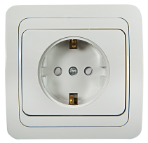 Розетка одинарная с заземлением со шторкой CLASSICO белая 2028x IN HOME