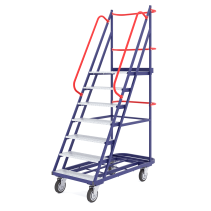 Welded mobile ladder LS 6 (670x1390x2150mm) 6 steps, wheels d160mm.