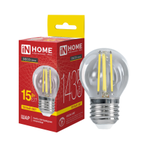 Лампа светодиодная LED-ШАР-deco 15Вт 230В Е27 3000К 1435Лм прозрачная IN HOME