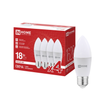 Лампа светодиодная LED-СВЕЧА-VC 4PACK 18Вт 230В Е27 4000К 1620Лм (4шт./упак) IN HOME
