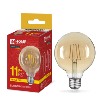 Лампа светодиодная LED-GL95-deco gold 11Вт 230В E27 3000K 1040Лм 95мм золотистая IN HOME