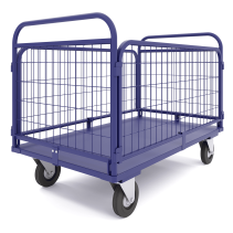 Platform trolley with mesh sides and folding handles TSRS 3 (600x1000) wheels d160mm.
