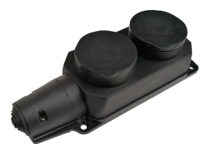 Розетка двойная с заземлением каучук с заглушками 16А IP44 черная 9322 IN HOME