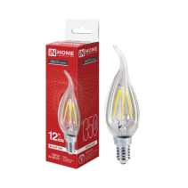 Лампа светодиодная LED-СВЕЧА НА ВЕТРУ-deco 12Вт 230В Е14 4000К 1350Лм прозрачная IN HOME