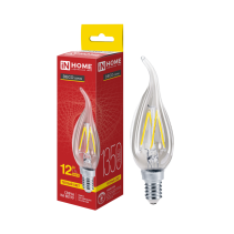 Лампа светодиодная LED-СВЕЧА НА ВЕТРУ-deco 12Вт 230В Е14 3000К 1350Лм прозрачная IN HOME