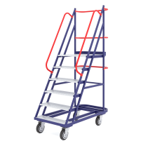Welded mobile ladder LS 5 (670x1300x1950mm) 5 steps, wheels d160mm.