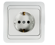 Розетка одинарная с заземлением CLASSICO белая 2028 IN HOME