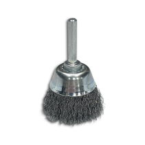 Щетка чашечная гофрированная, Д40 мм, хвостовик 6 мм, стальная гофрированная проволока STA 0,20 мм