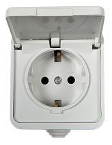 Розетка одинарная с заземлением с крышкой AQUA белая полугерметичная 3112 IN HOME