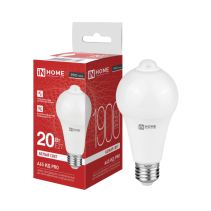 Лампа светодиодная LED-A65 ИД-PRO 20Вт 230В Е27 4000К 1900Лм 5м 35сек с инфракрасным датчиком и датчиком освещенности IN HOME