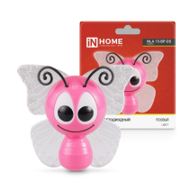 Ночник светодиодный NLA 15-BP-DS БАБОЧКА розовая с датчиком освещения 230В IN HOME