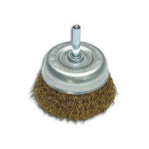 Щетка чашечная гофрированная, Д75 мм, хвостовик 6 мм, латунная гофрированная проволока MES 0,30 мм