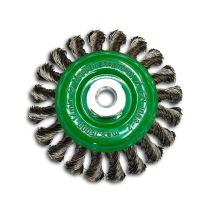 Щетка коническая жгутовая, Д125 мм, ширина 12 мм, 20 жгутов, нержавеющая прямая проволока ROH 0,50 мм, посадка М14