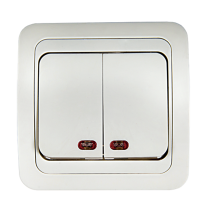 Выключатель двухклавишный с подсветкой CLASSICO белый 2123 IN HOME