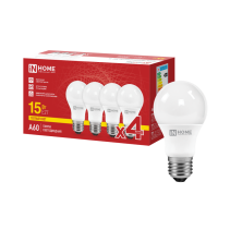 Лампа светодиодная LED-A60-VC 4PACK 15Вт 230В Е27 3000К 1430Лм (4шт./упак) IN HOME