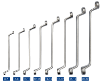 Набор двусторонних накидных гаечных ключей с изгибом, 8 шт. (6 - 22 мм), пластиковый держатель