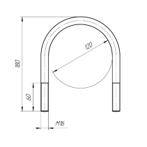 Керн Комплект хомут U образный гост 24137-80 м16х120 + 2 гайки + 2шайбы. Оцинкованный. 1 комплект RKU00161202001