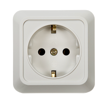 Розетка одинарная с заземлением BOLLETO белая накладная 7028 IN HOME