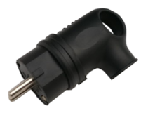 Вилка угловая с заземлением каучук 16А IP44 черная 9220 IN HOME