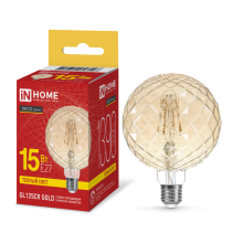 Лампа светодиодная LED-GL125CR-deco gold 15Вт 230В E27 3000K 1390Лм 125мм кристалл золотистая IN HOME