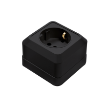 Розетка одинарная с заземлением BOLLETO черная накладная 7028B IN HOME